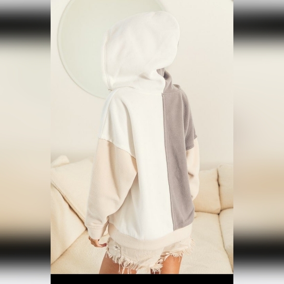 NWT Bibi fleece color block hoodie size large - Picture 5 of 9